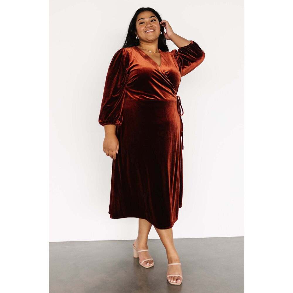 Baltic Born Beckinsale Velvet Wrap Dress | Cinnamon Size 2X